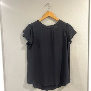 LOFT Grey Flutter Sleeve Blouse